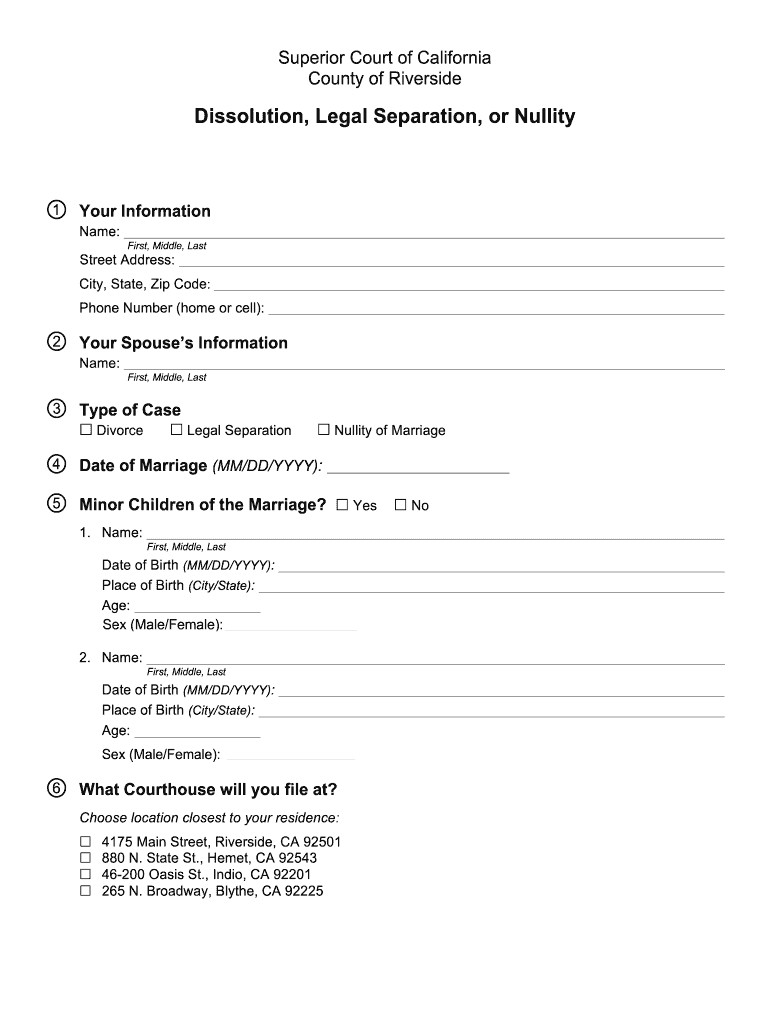 Riverside Superior Court Fax Filing  Form