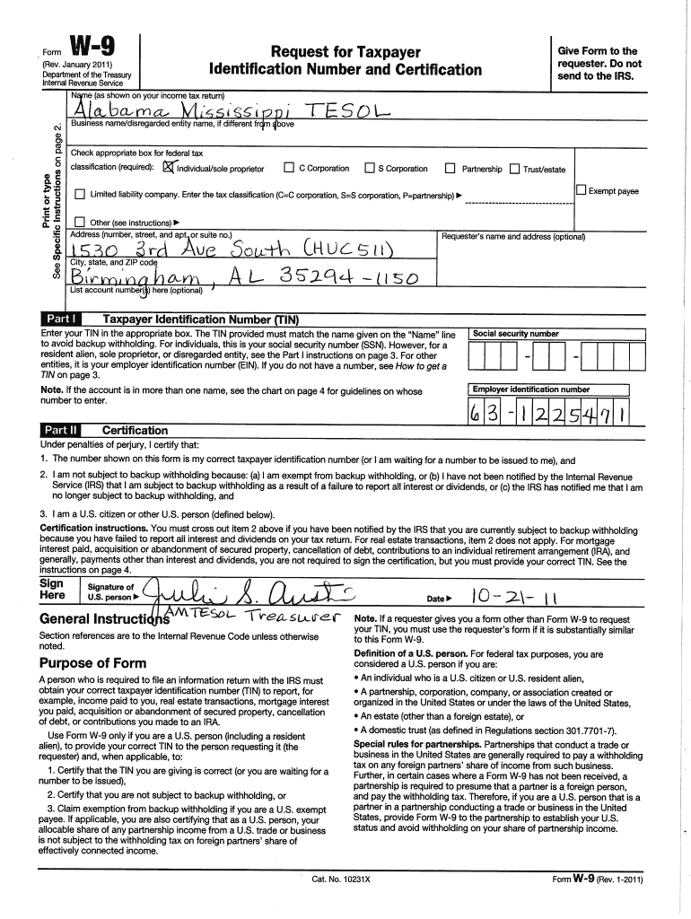 W 9 Fillable Form