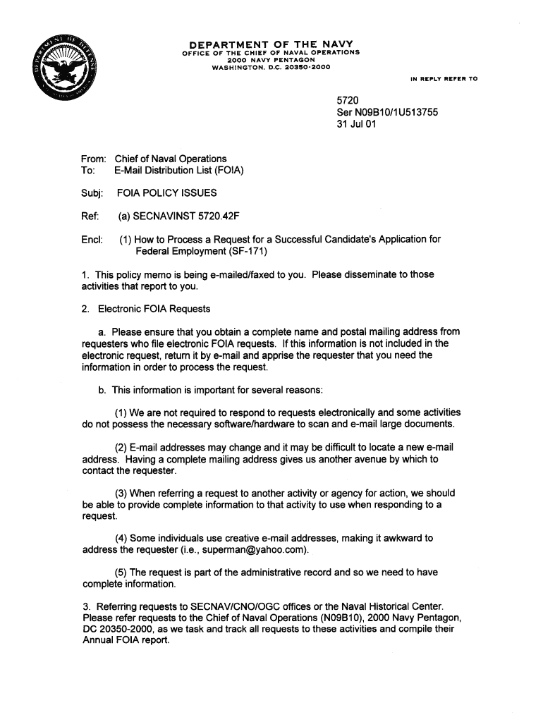 31 July Memorandum  FOIA  Foia Navy  Form