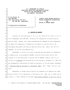 Motion to Change Venue Immigration Court PDF  Form