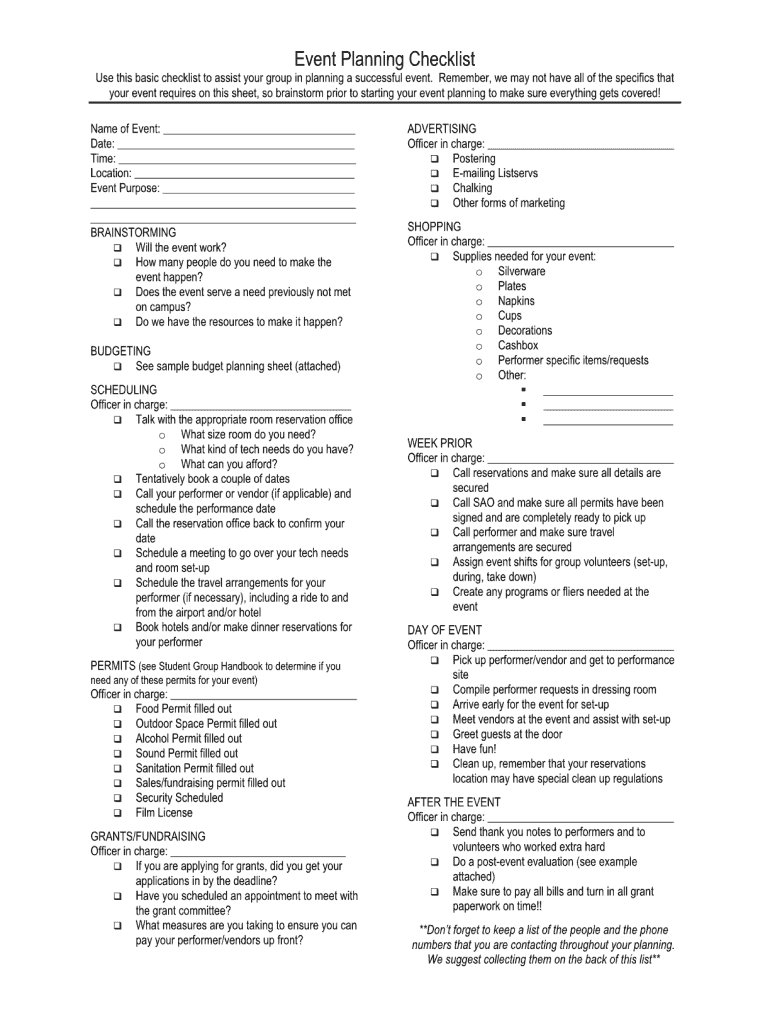 Party Planner PDF  Form