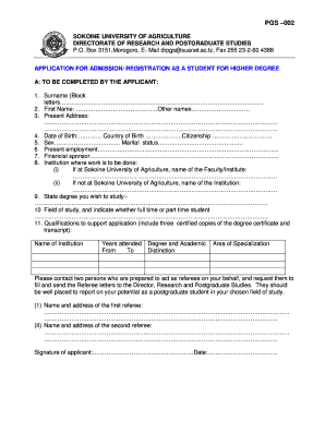 Sua Online Application  Form