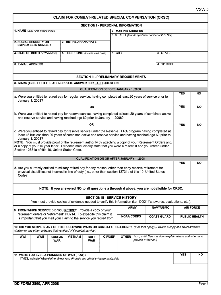  Dd Form 2860 2008