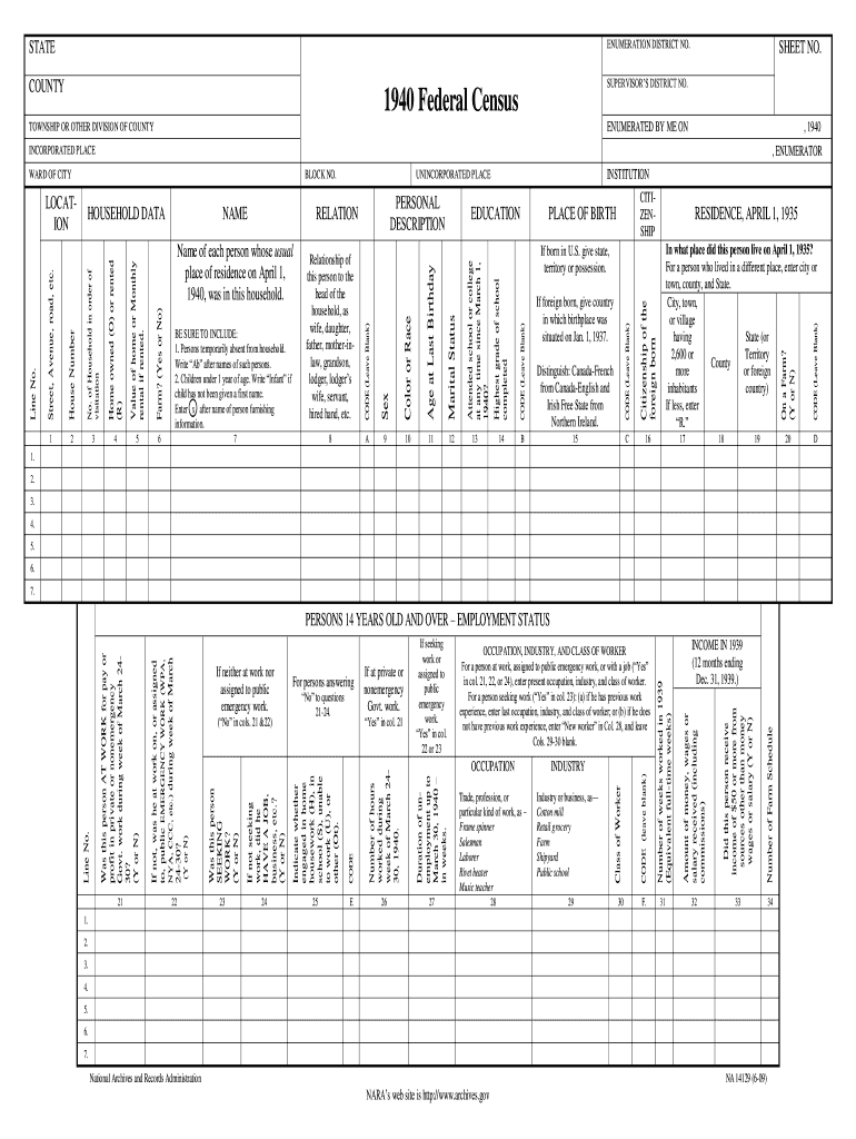  Census Form 2009-2024