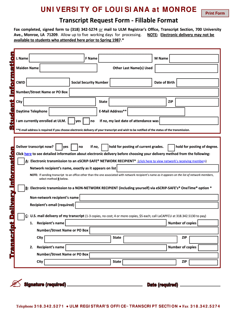 Louisiana Request Form