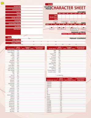 Eclipse Phase Character Sheet  Form