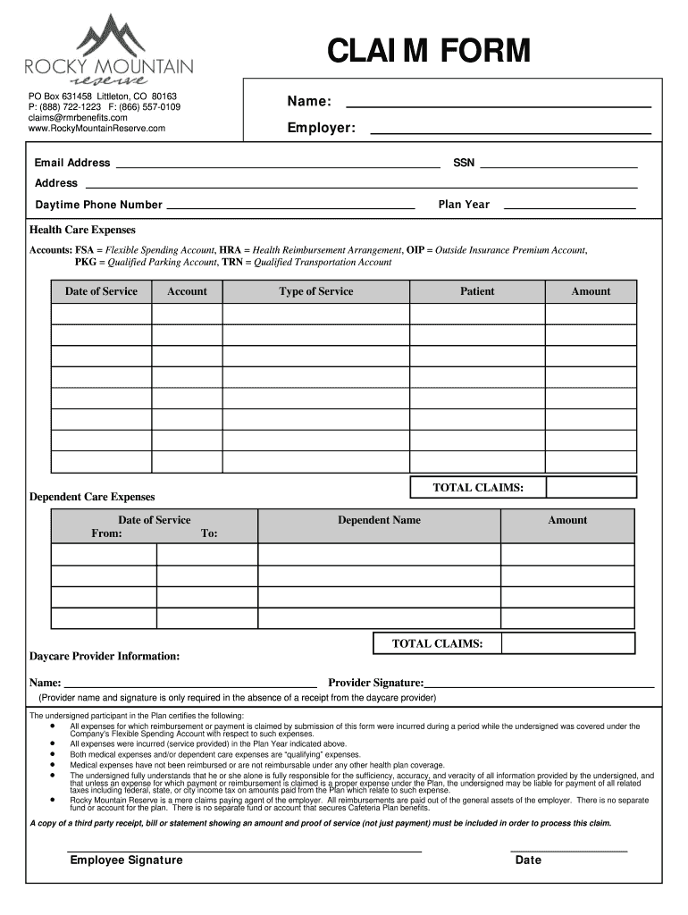 Rocky Mountain Reserve  Form