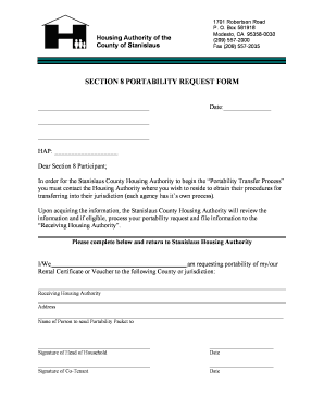 Section 8 Transfer Request Form
