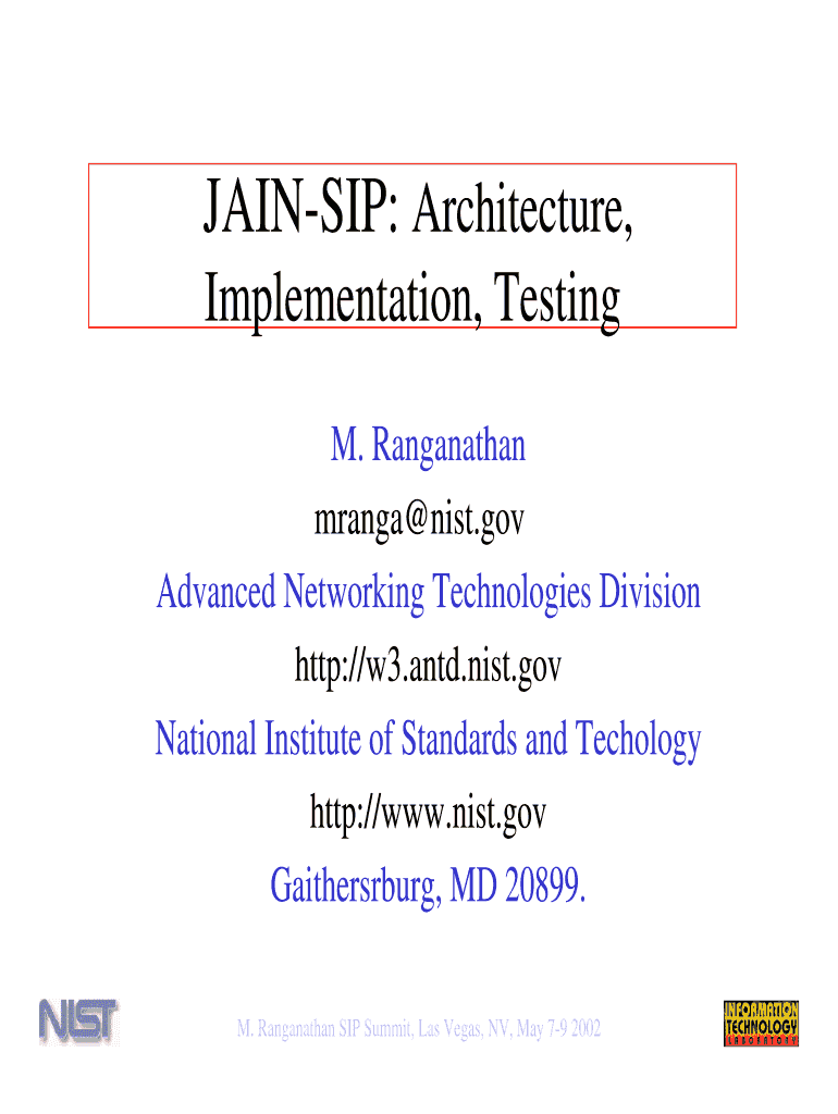 Implementing JAIN SIP  Antd Nist  Form