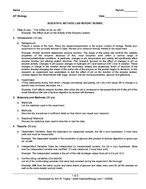 Scientific Method Lab Report Example  Form