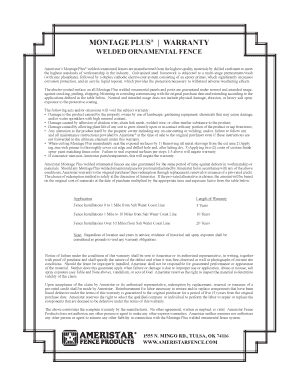 Ameristar Fence Warranty  Form