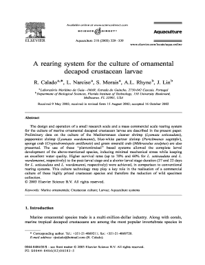 A Rearing System for the Culture of Ornamental Decapod Crustacean Aquariterraneen  Form