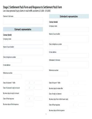 Stage 2 Settlement Pack Form