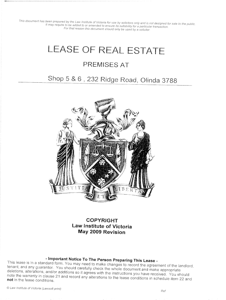 Lease of Real Estate Law Institute of Victoria Form