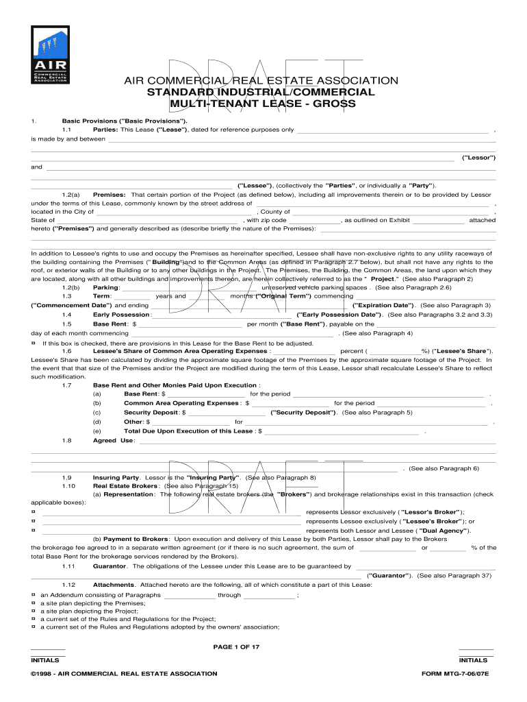 Standard Multi Tenant Office Lease Gross  Form