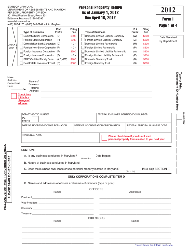  Personal Property Return Maryland Form 2019