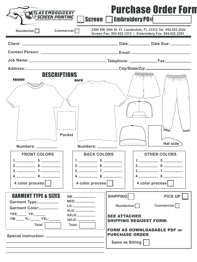 Atlas Embroidery Screen Printing  Form