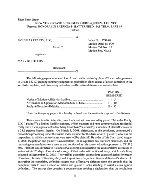 Warren County Application for Index Number Form