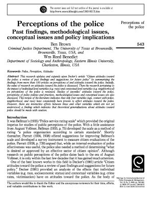 Perception of the Police Past Findings Methodological Issues Conceptual Issues and Police Implications Form