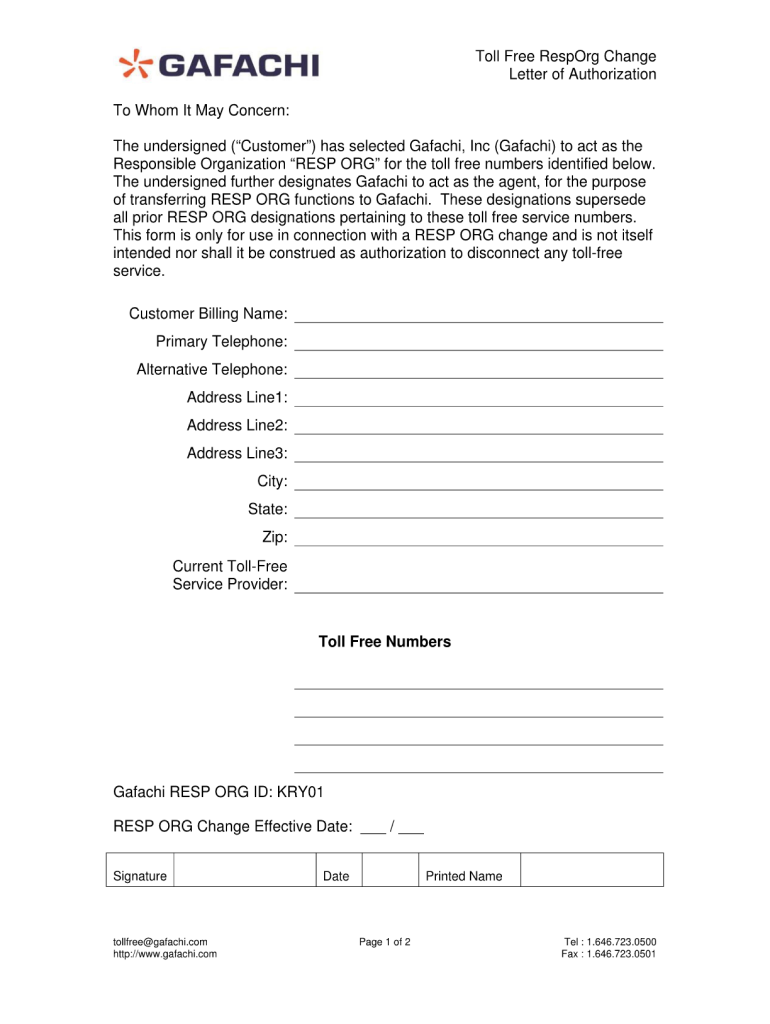 Resporg Cisco Form