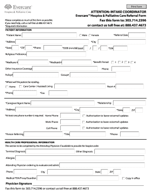 Hospice Referral Form Template