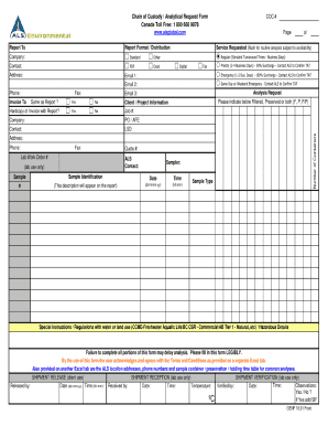 Chain of Custody Template Excel  Form