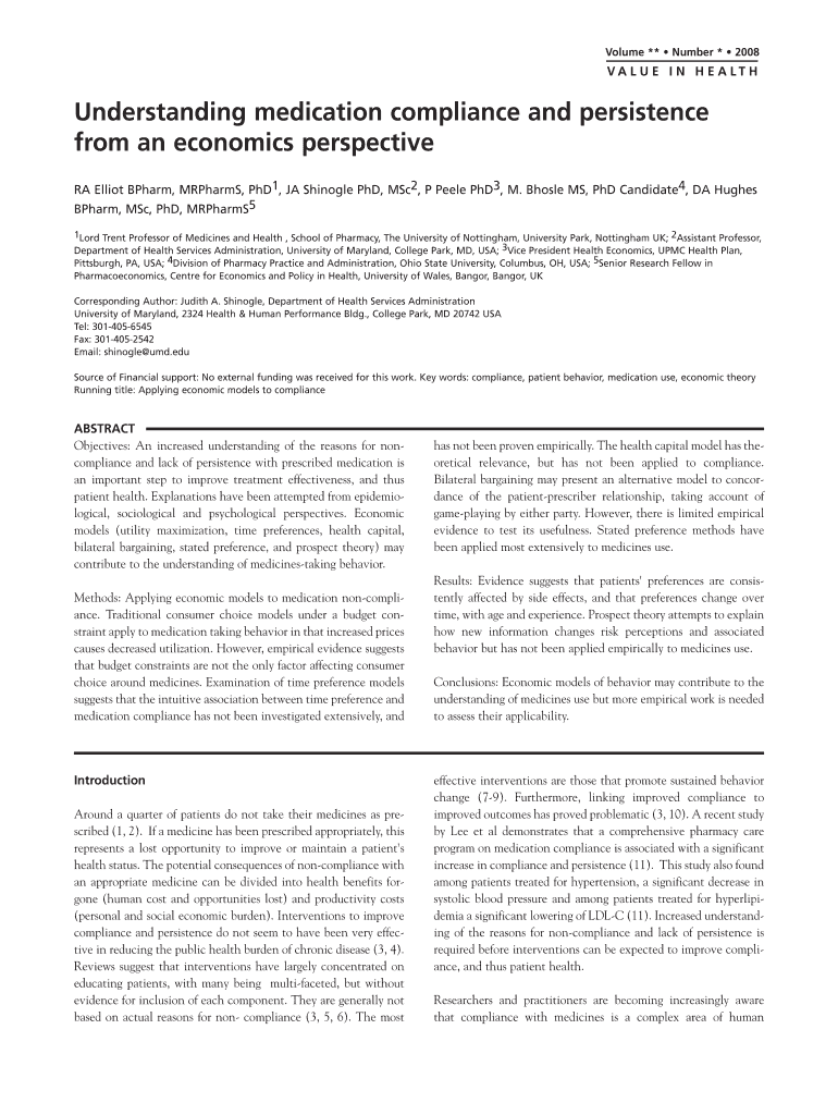 Understanding Medication Compliance and Persistence from an    Ispor  Form