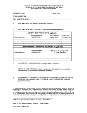 Adem Industrial and Water Noncompliance Form