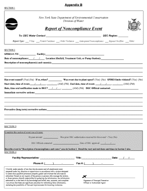 Nysdec Report of Non Compliance Event Form