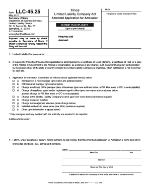 Illinois Amended Application  Form