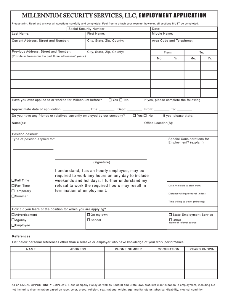 Current Phone Number for Millennium Security Servicesinc Form