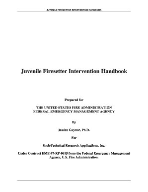 Juvenile Firesetter Intervention Handbook Form