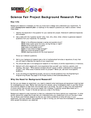 Science Fair Research Plan Example  Form