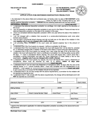 Deferred Disposition  Form