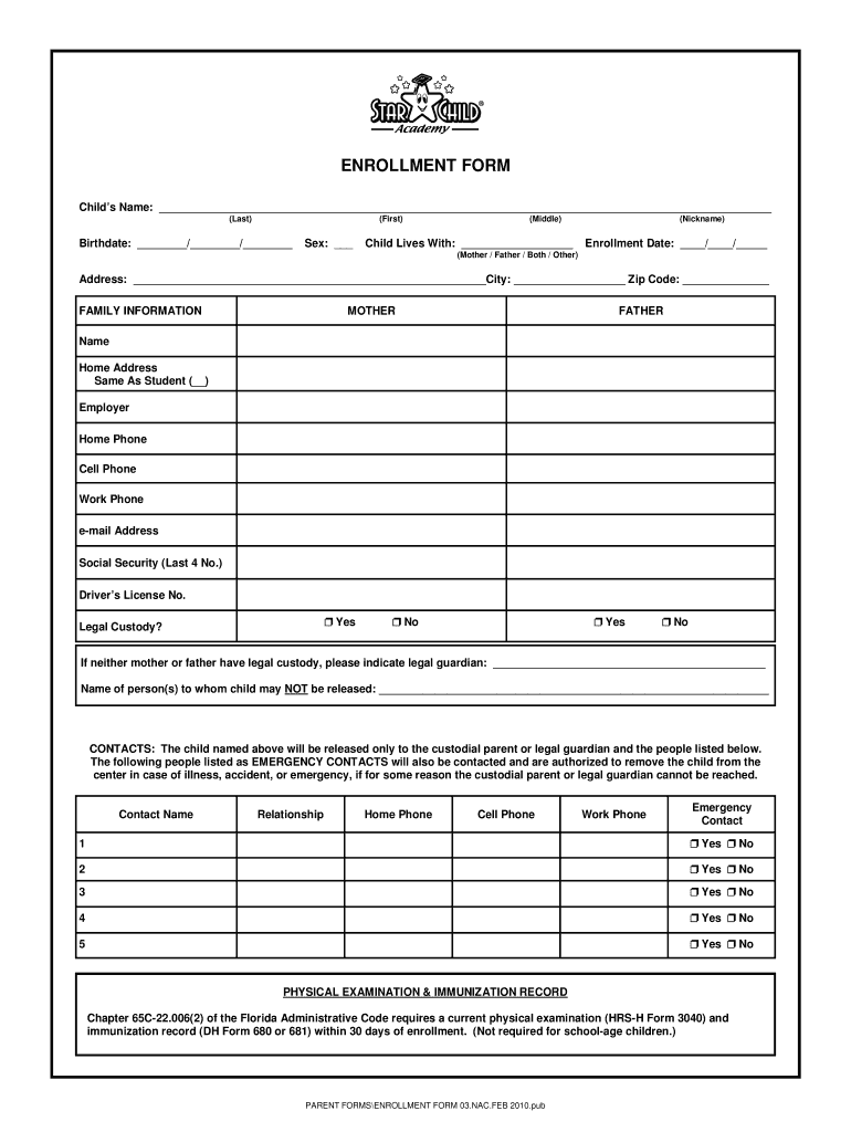 Enrollment Form 03 NAC Feb