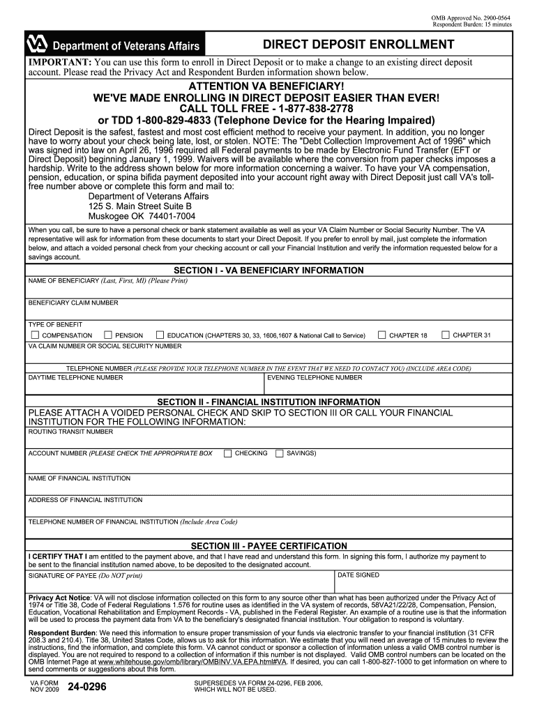 Va Form 24 0296 Fill Out And Sign Printable PDF Template SignNow