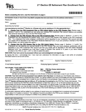 Fillable Fl Frs Retirement Forms