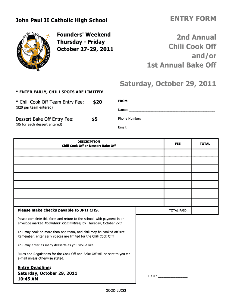 Chili Cook off Forms