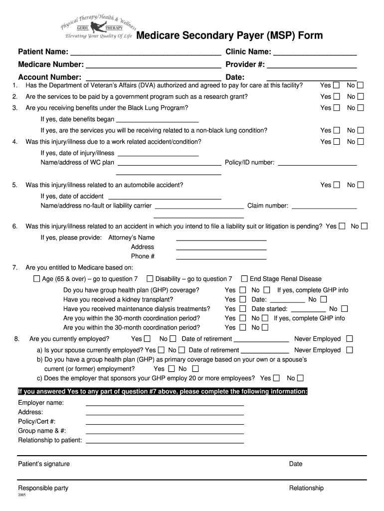  Cms Secondary Payer Form 2005-2024