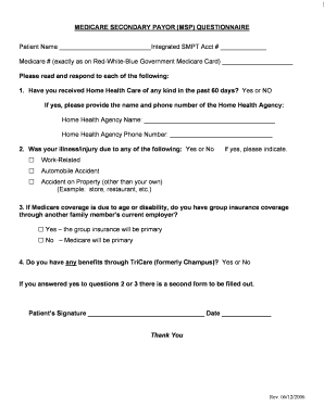 Printable Msp Questionnaire  Form