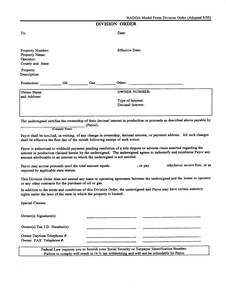  Nadoa Division Order Form 1995-2023