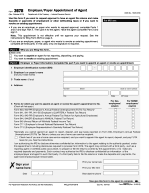  Employer Payer Appointment of Agent Form 2012