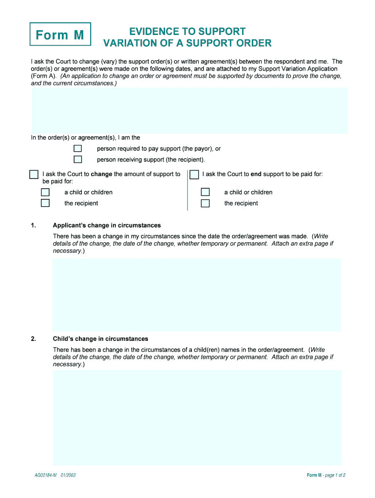Get and Sign Evidence to Support Variation of a Support Order Form