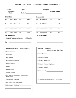 General Civil Case Filing Form