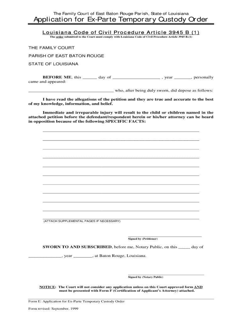  Ex Parte Custody Form 1999