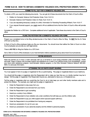 Butler County Restraining Order  Form