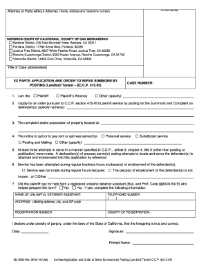 Ex Parte Application and Order to Serve Summons by Posting Sb 12950  Form