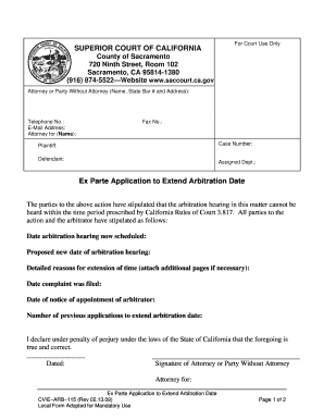 Ex Parte Requirements California  Form