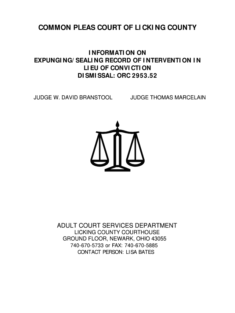 Licking County Felony Court Records  Form