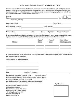 Hawaii Expungement Form